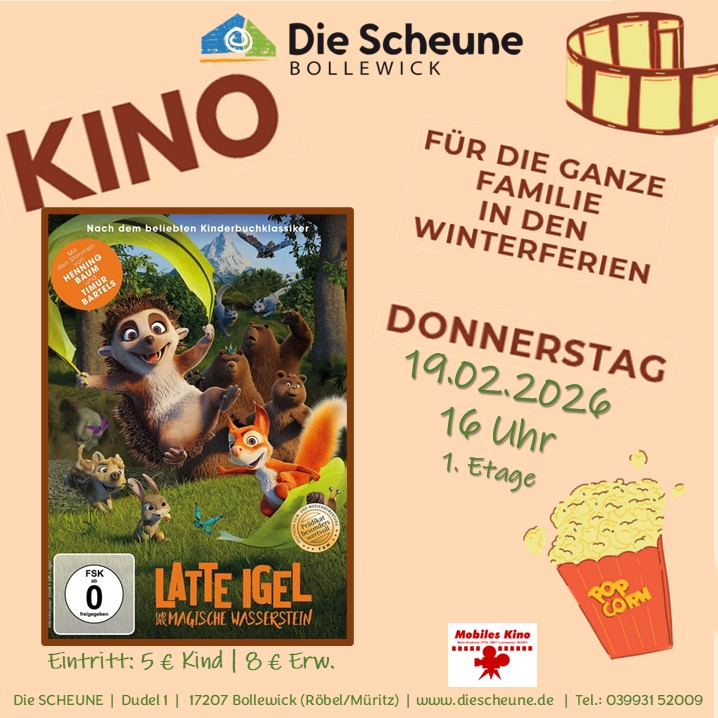 Kinder Kino Scheune Bollewick Latte Igel